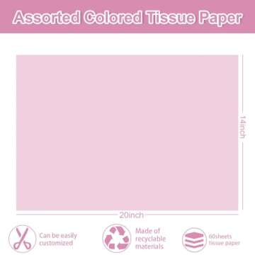 Whaline 60 Sheets Pastel Tissue Paper - 14 x 20 Inch - Gift Wrapping Paper Art Paper for DIY Crafts ...
