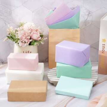 60 Sheets Pastel Tissue Paper for Gift Wrapping and Crafts