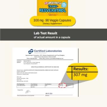 lalavita SuperYouth Trans-Resveratrol 300mg 90 Veggie Capsules - Powerful Antioxidant Supplement (90 Day), Made Through Yeast Fermentation