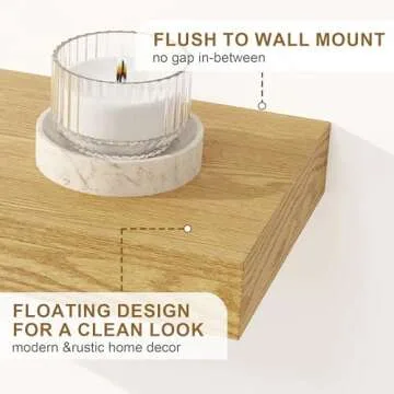 Fun Memories Floating Shelves for Wall, 36Inch Floating Shelves Set of 2, Hanging Shelf with Invisible Brackets, Bathroom Shelves for Living Room, Bedroom, Kitchen- Oak