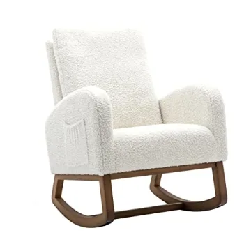 Dolonm Rocking Chair Mid-Century Modern Cradle for Living Room and Nursery