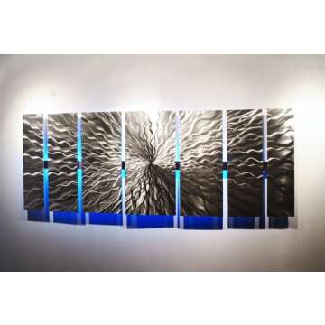 Modern Abstract Metal Wall Art Large Metal Art Panels "Cosmic Energy, LED" Color Changing LED Sculpture Painting Decor RGB