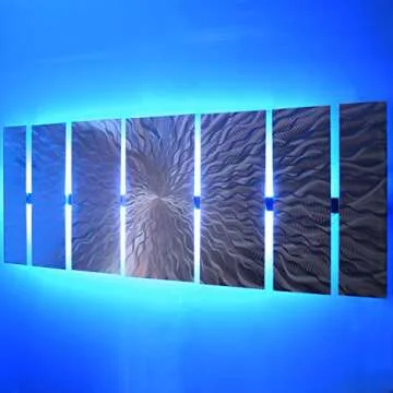 Modern Abstract Metal Wall Art Large Metal Art Panels "Cosmic Energy, LED" Color Changing LED Sculpture Painting Decor RGB