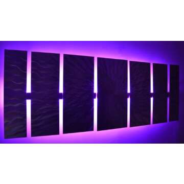 Modern Abstract Metal Wall Art Large Metal Art Panels "Cosmic Energy, LED" Color Changing LED Sculpture Painting Decor RGB