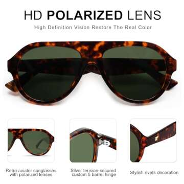 VANLINKER Retro Aviator Polarized Sunglasses for All