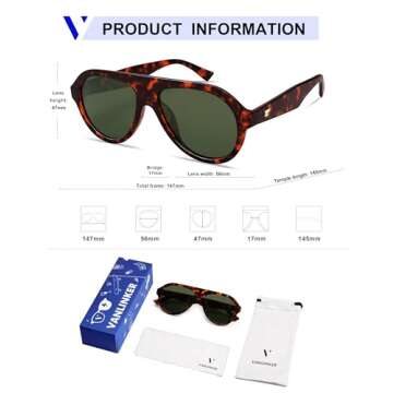 VANLINKER Retro Aviator Polarized Sunglasses for All