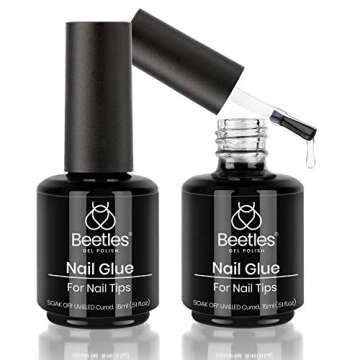 Beetles Gel Polish 2 in 1 Nail Glue and Base Gel Kit for Acrylic Nails, 2PCS 15ML Super Strong Brush...