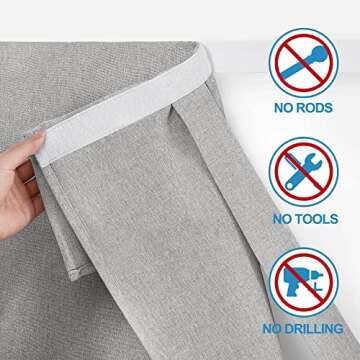 RYB HOME Privacy French Door Curtains, Rich Linen Texture Room Darkening Window Curtains and Drapes ...