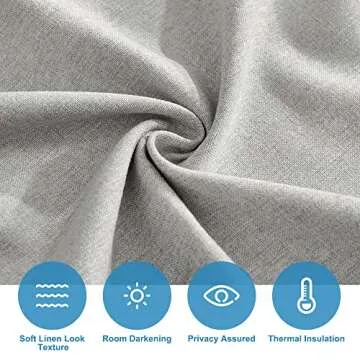 RYB HOME Privacy French Door Curtains, Rich Linen Texture Room Darkening Window Curtains and Drapes Thermal Insulated Tricia Door Blinds for Patio Doorway, W26 x L69 inch, 1 Panel, Gray