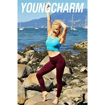 YOUNGCHARM 4 Pack Leggings with Pockets and Tummy Control
