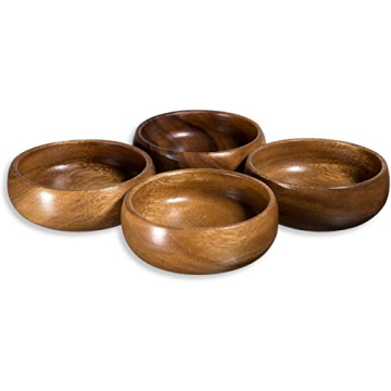 Acacia Wooden Bowls Set of 4 for Dips Nuts Appetizers