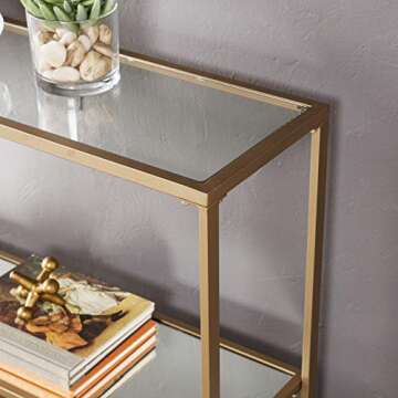 Metal Skinny Console Table with Elegant Mirror Top