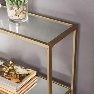 Metal Skinny Console Table with Elegant Mirror Top
