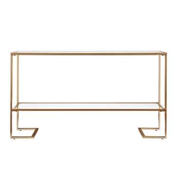 Metal Skinny Console Table with Elegant Mirror Top