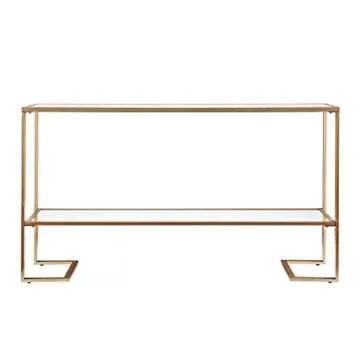 Metal Skinny Console Table with Elegant Mirror Top
