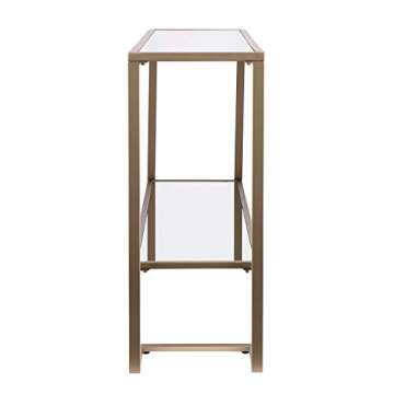 Metal Skinny Console Table with Elegant Mirror Top