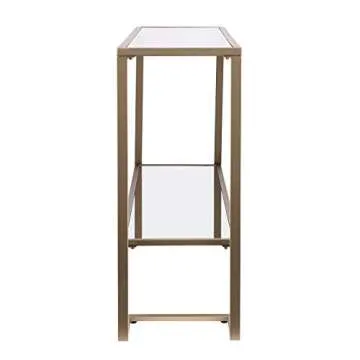 Metal Skinny Console Table with Elegant Mirror Top