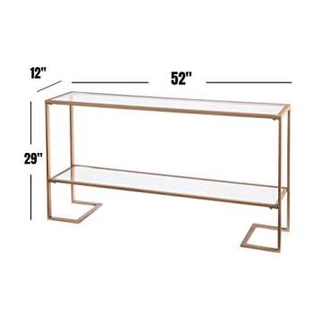 Metal Skinny Console Table with Elegant Mirror Top