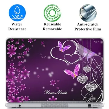 Meffort Inc Personalized Laptop Skin Sticker Cover Art Decal with Wrist Pad, Customize Your Text (15...