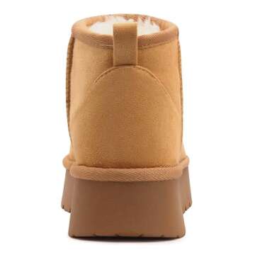 Carcuume Women's Platform Mini Boots Fur-Lined Winter Warm Ankle Snow Classic Ultra Comfortable Shoes,BESS-Chestnut-7B