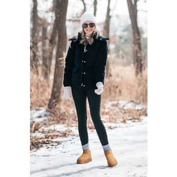 Carcuume Women's Platform Mini Boots Fur-Lined Winter Warm Ankle Snow Classic Ultra Comfortable Shoes,BESS-Chestnut-7B