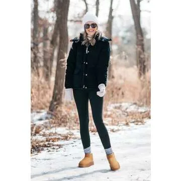 Carcuume Women's Platform Mini Boots Fur-Lined Winter Warm Ankle Snow Classic Ultra Comfortable Shoes,BESS-Chestnut-7B