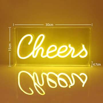 Cheers Neon Sign LED Neon Light Wall Decor for Bedroom, Kids Room, Parties