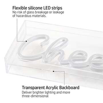 Cheers Neon Sign USB Powered LED Light Wall Decor