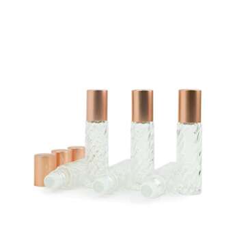 Grand Parfums Colored Glass Aromatherapy 10ml Rollon Bottles - Set of 12 with Copper Caps