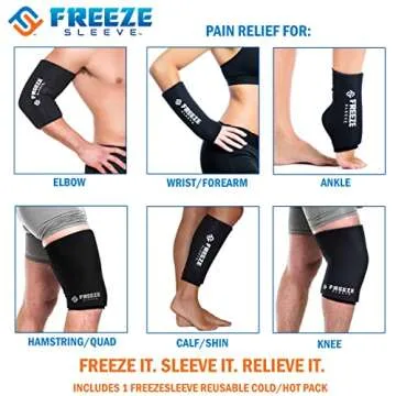 FreezeSleeve Ice and Heat Therapy Sleeve | Reusable Ice Pack Flexible Gel Compression Sleeve for Pain Relief and Recovery of Elbow Knee Ankle Leg Wrist Injuries | Turquoise Small Medium