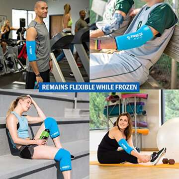 FreezeSleeve Ice and Heat Therapy Sleeve | Reusable Ice Pack Flexible Gel Compression Sleeve for Pain Relief and Recovery of Elbow Knee Ankle Leg Wrist Injuries | Turquoise Small Medium