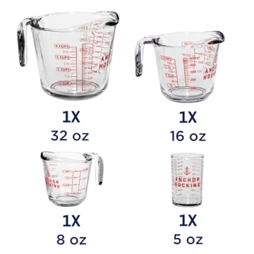Versatile Anchor Hocking Glass Measuring Cups for Precision