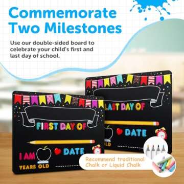 PETCEE First Day of School Sign Board - Durable Double Sided Chalkboard For Kids
