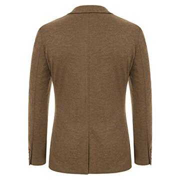 PJ PAUL JONES Casual Blazer for Men Regular Fit Two Button Stretch Knit Sports Coats Brown M