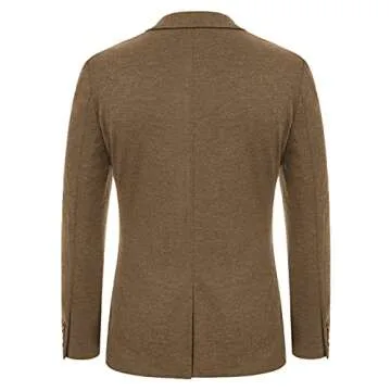PJ PAUL JONES Casual Blazer for Men Regular Fit Two Button Stretch Knit Sports Coats Brown M