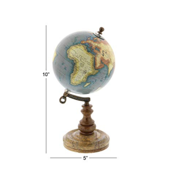 Deco 79 10" Brown Globe with Wood Base for Home Decor