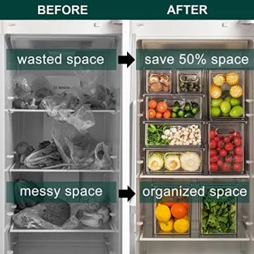 LALASTAR Refrigerator Organizer Bin with Pull-out Drawer, Large Fridge Organizer and Storage Clear, Stackable Pantry Organizer with Handle, BPA Free, 1 Pack, 6.34QT