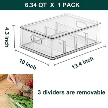 LALASTAR Refrigerator Organizer Bin with Pull-out Drawer, Large Fridge Organizer and Storage Clear, Stackable Pantry Organizer with Handle, BPA Free, 1 Pack, 6.34QT