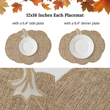 Feuille Fall Placemats Set of 4 Pumpkin Design Perfect for Fall