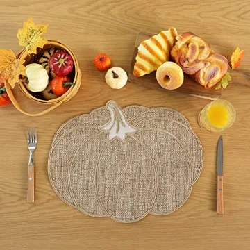 Feuille Fall Placemats Set of 4 Pumpkin Design Perfect for Fall