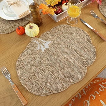 Feuille Fall Placemats Set of 4 Pumpkin Design Perfect for Fall