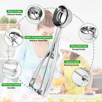 AOULELA 3PCS Stainless Steel Ice Cream Cookie Scoop Set
