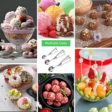 AOULELA 3PCS Stainless Steel Ice Cream Cookie Scoop Set