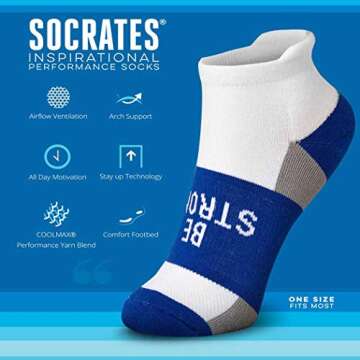 Gone For a Run Inspirational Ankle Socks for Women - Affirmation - Fun Running Socks - Runners Gifts & Motivation - Be Strong (Royal)