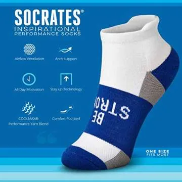 Gone For a Run Inspirational Ankle Socks for Women - Affirmation - Fun Running Socks - Runners Gifts & Motivation - Be Strong (Royal)