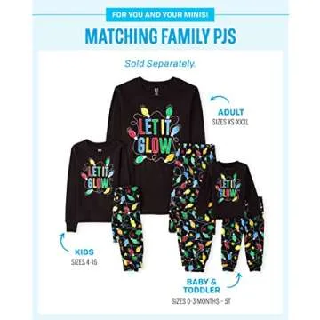 The Children's Place baby girls Family Matching Christmas Holiday Sets, Snug Fit 100% Cotton, Adult, Big Kid, Toddler, Pajama Set, Let It Glow, 3T US