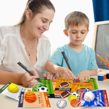 Valentines Day Sports Gifts Cards for Kids School,30 Pack Foam Sport Ball Toys with Classroom Exchange Cards for Toddlers,Valentine Goodie Bag Stuffers Party Favors Class Prizes Treats for Boys Girls