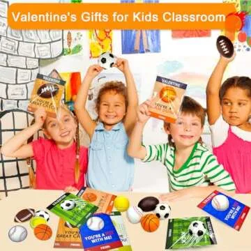 Valentines Day Sports Gifts Cards for Kids School,30 Pack Foam Sport Ball Toys with Classroom Exchange Cards for Toddlers,Valentine Goodie Bag Stuffers Party Favors Class Prizes Treats for Boys Girls