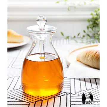 Mkono Glass Honey Pot with Dipper – 14 oz Elegant Design