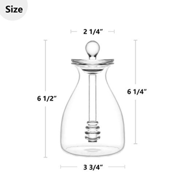 Mkono Glass Honey Pot with Dipper – 14 oz Elegant Design